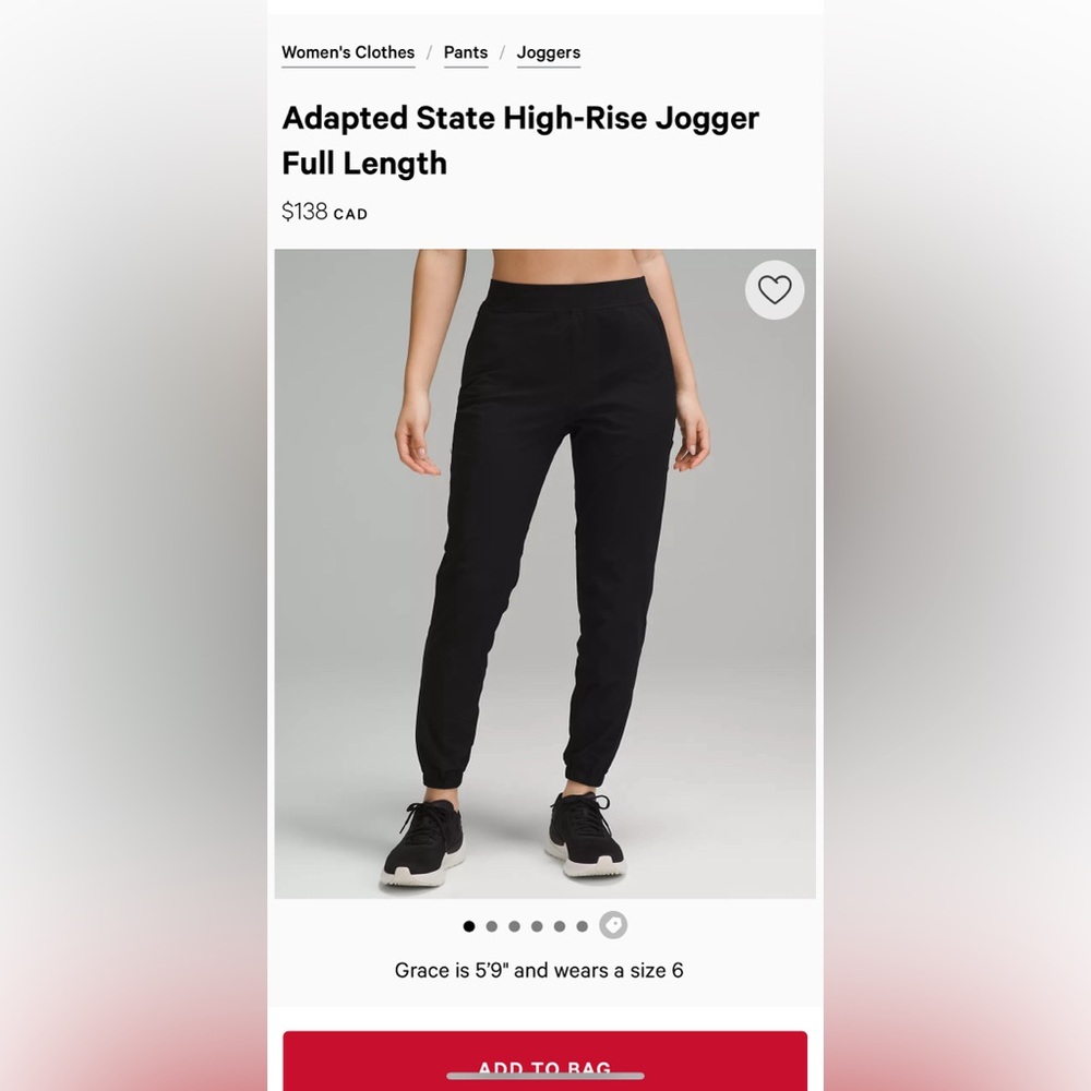 Lululemon adapted state jogger size 6